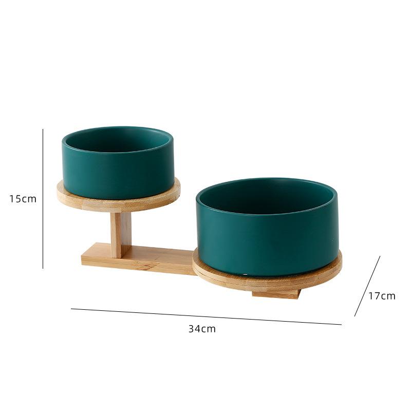 Ceramic Fruit Plate Solid Color Fruit Salad Bowl Two-piece Wooden Base Dessert Snack Tray Dishes Decorative Bowl Plate Tableware