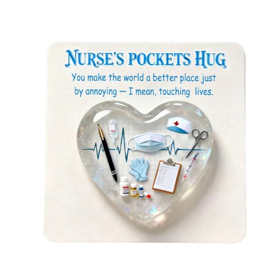 Îmbrățișare de buzunar în formă de inimă cu felicitări Mărturie mică de îmbrățișare de buzunar Cadou de apreciere pentru pompieri, asistente medicale, profesori