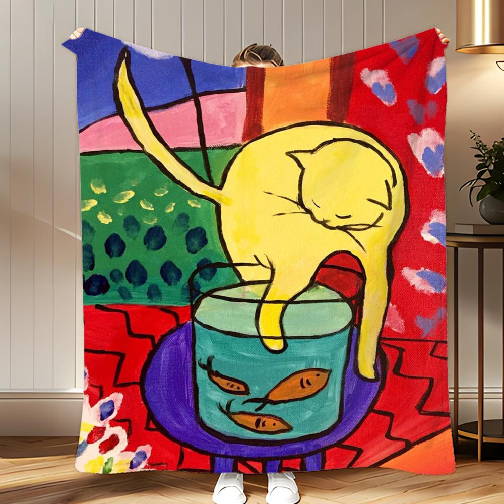 Kunstwerk Henri Matisse Gemälde Decke Weiche Korallen-Fleece-Decke 310 g/m² Flauschige Warme Decke für Sofa Bett Couch Schlafzimmer Dekor