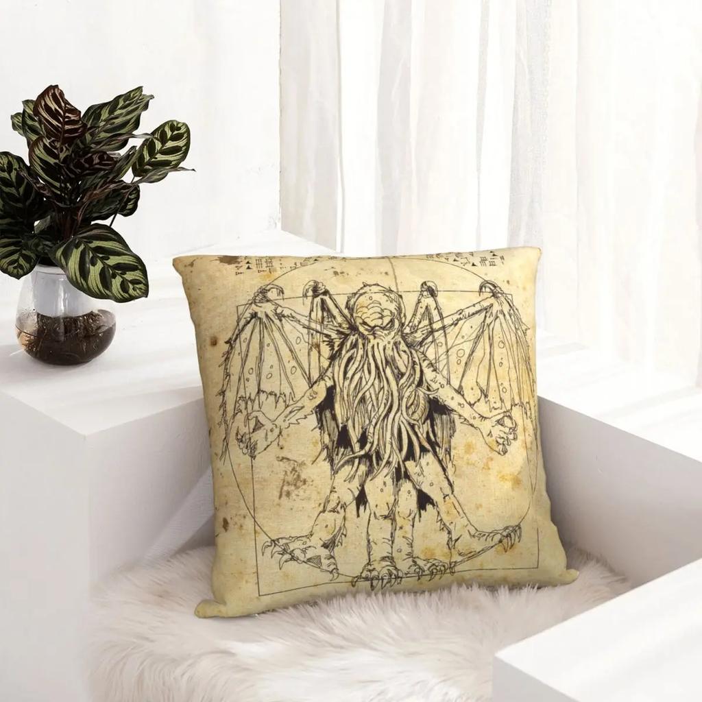 Cthulhu Vitruvian Horror Monster Pillowcase Printed Polyester Cushion Cover Decorative Lovecraft Throw Pillow Case Cover 45*45cm