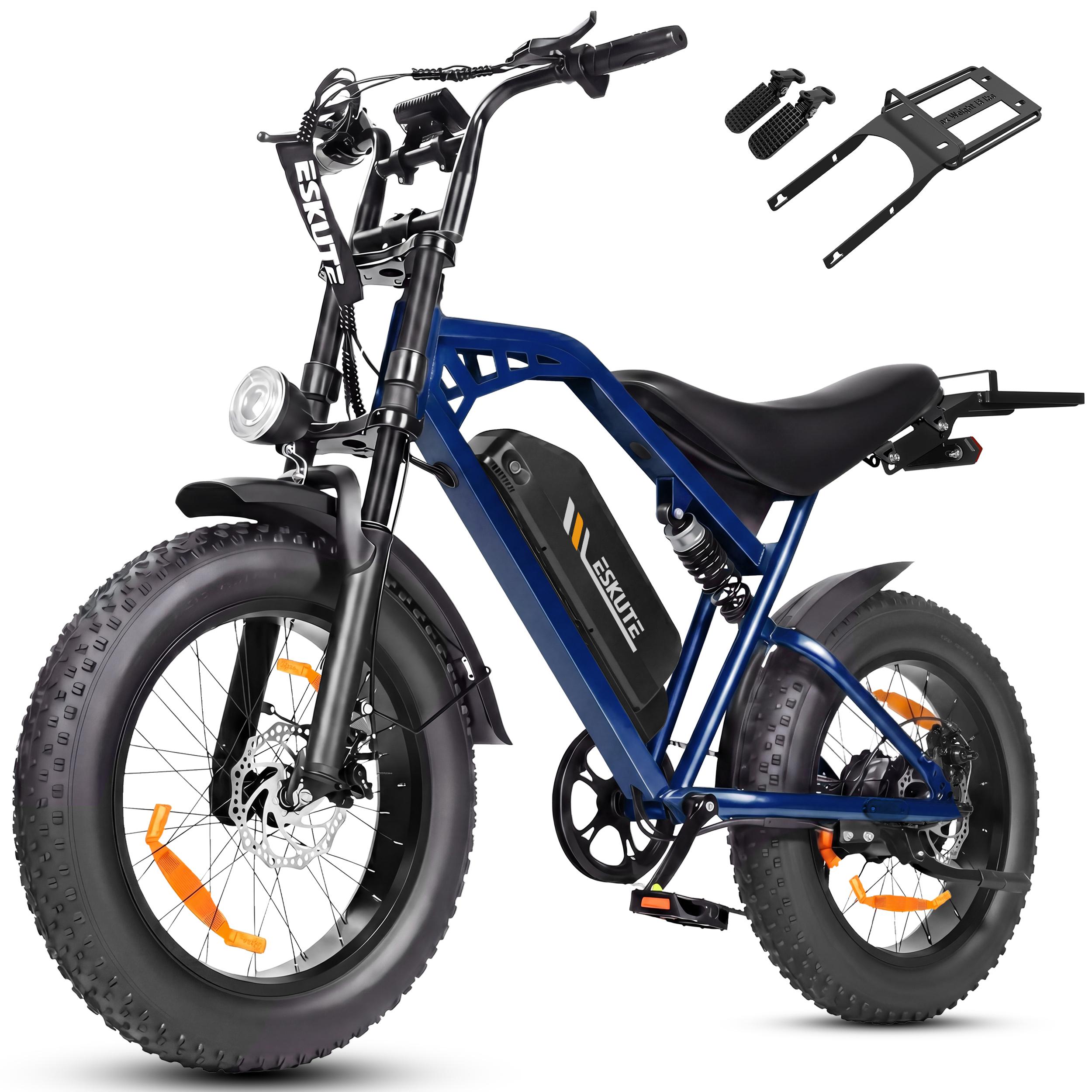 ESKUTE V202 Offroad Elektrofahrrad, 48V 20,8Ah Langstrecken-Akku, Doppelfederung blau