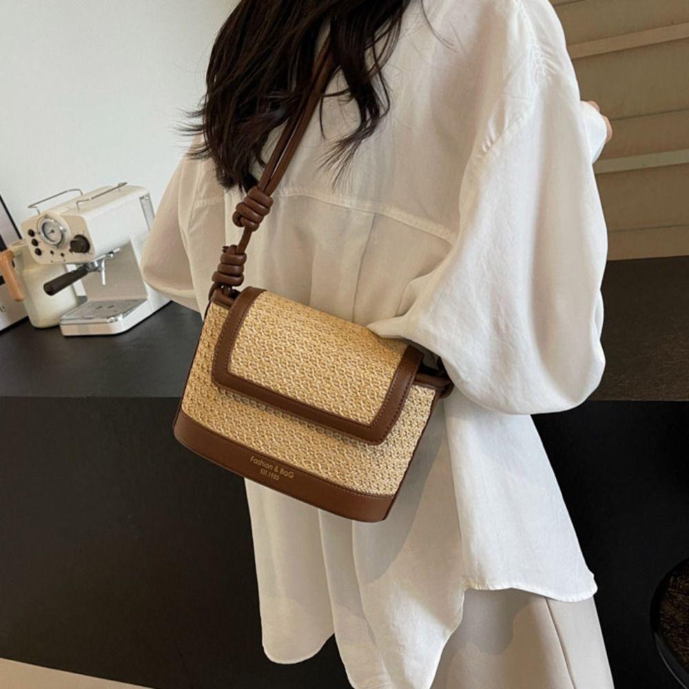 Shopping Bag Straw Bag Colorful Bohemian Shoulder Bag Simple Weave Bag  Girls