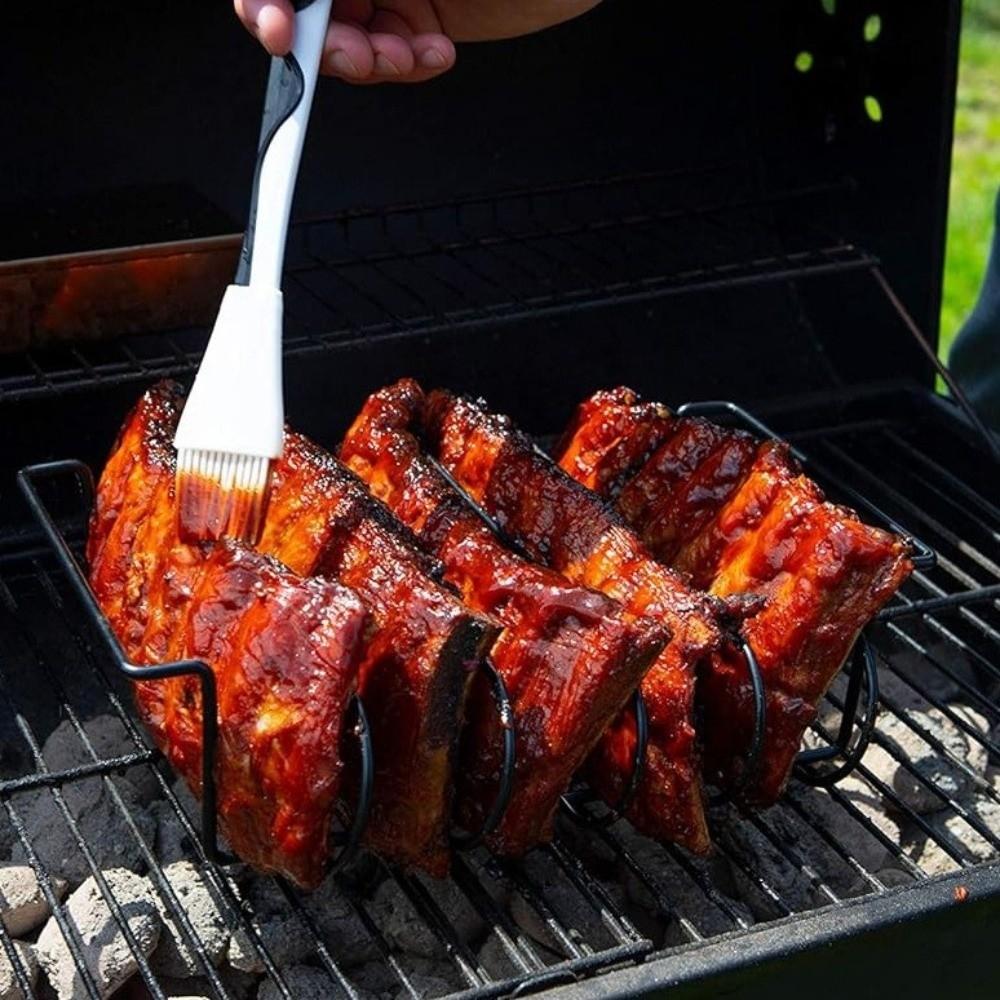 Non-Stick BBQ Rib Racks Carbon Steel Grilling Stand Multi-Purpose Ribs Grill Restaurant