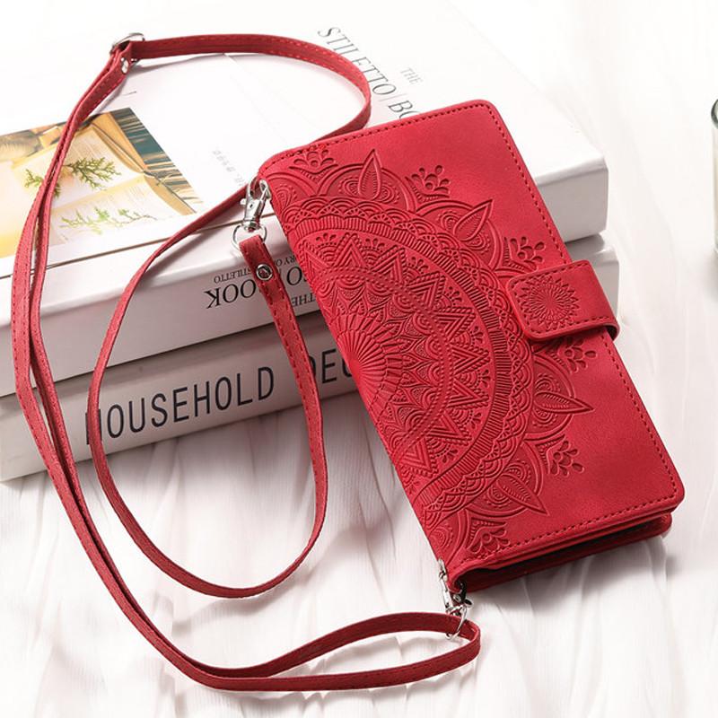 Lanyard Flip Leather Phone Case for iPhone 17 Pro Max 16 Plus 15 14 13 12 11 X XS XR Samsung S25 Ultra S24 FE S23 S22 S21 A17 Zipper Wallet Card Cover