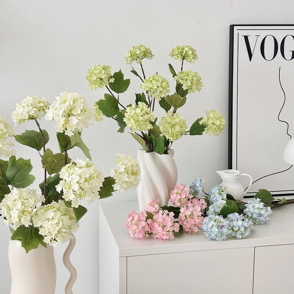 30.3 Inch Artificial Hydrangea Snowball Faux Flowers for Home Living Room Wedding Arch Floral Arrangement Photography Prop