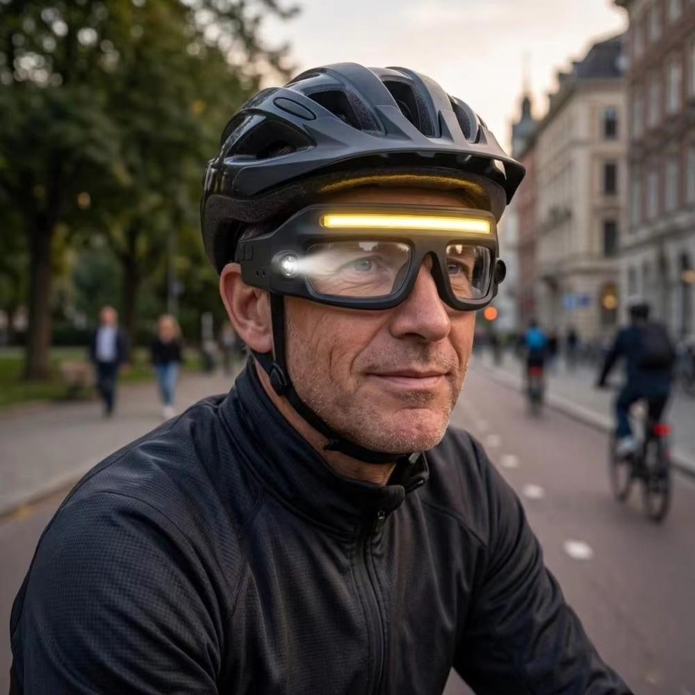 High Visibility Rechargeable Headlamp Glasses Dual Beam COB Floodlight Glasses  Outdoor Sport