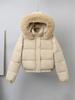 Europe, America and the United States winter new women's fashion short down cotton-padded jacket hooded big fur collar student cotton-padded jacket