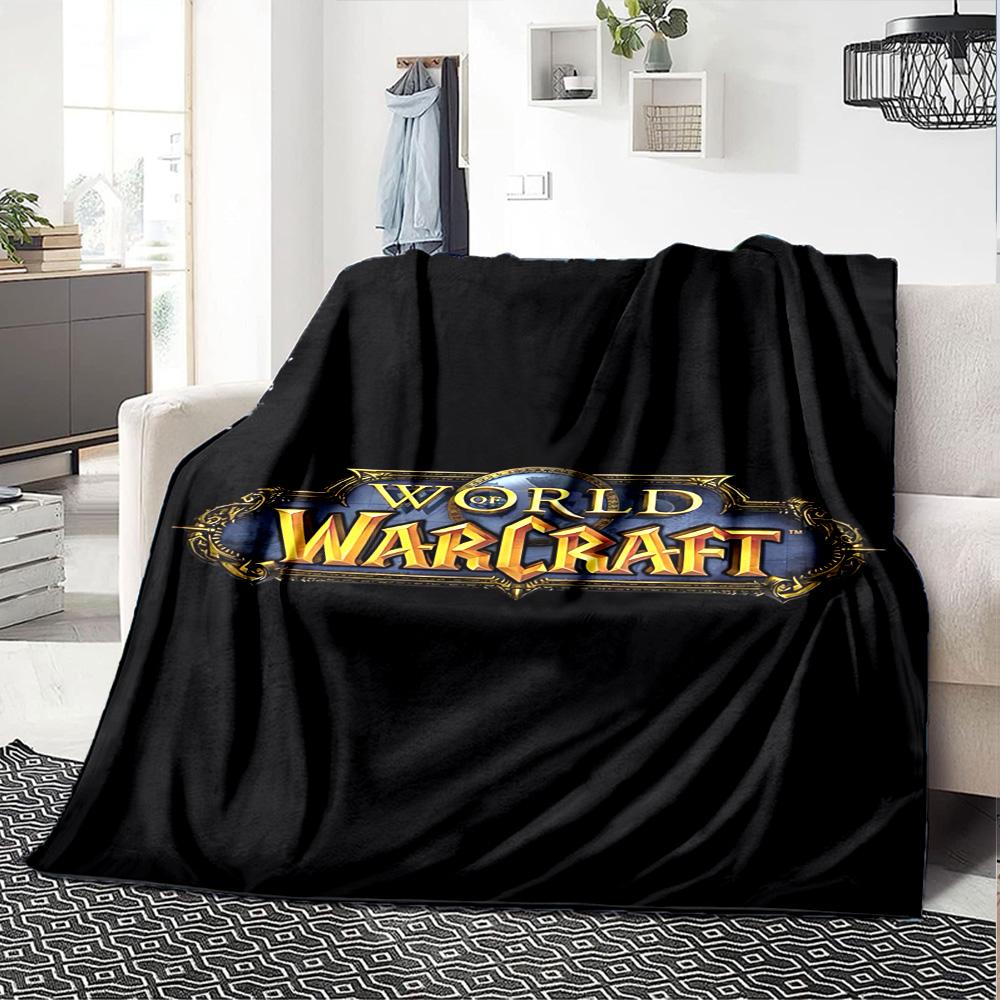 World Warcraft Logo Flannel Blanket Super Soft Warm Cozy Blanket for Sofa Bed Office Travel All‑Season Home Decor Gift