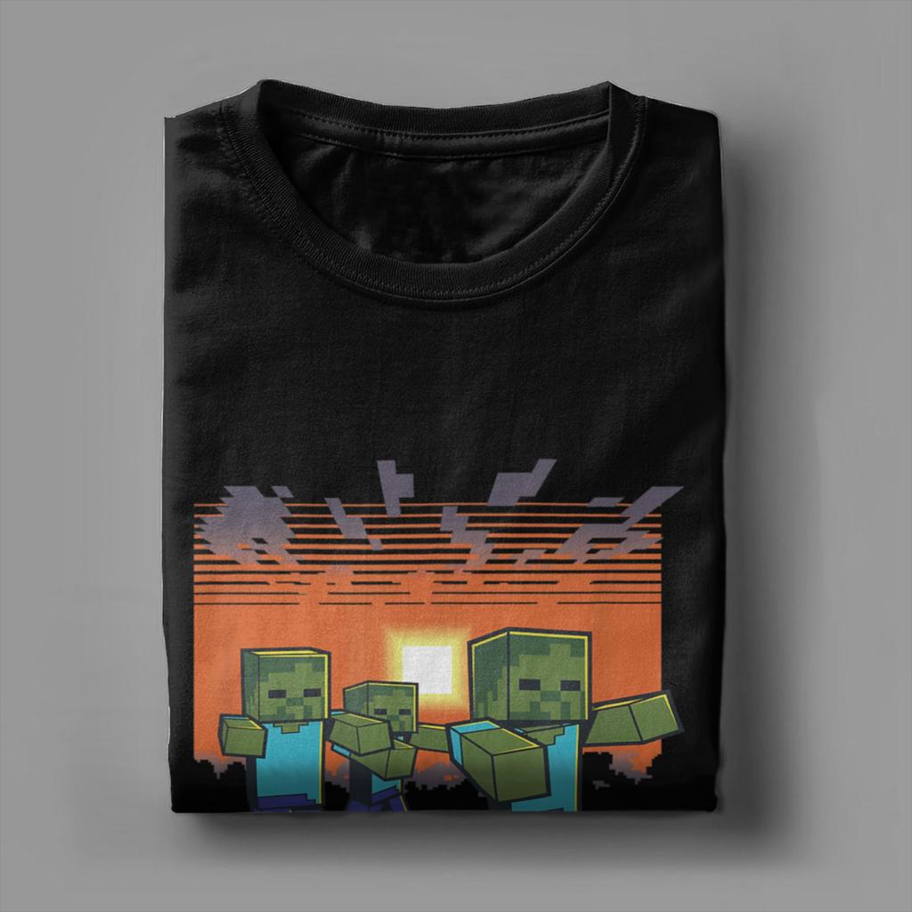 Zombies Happy Halloween T-Shirt for Men Vintage Cotton Tee Shirt Round Neck Short Sleeve T Shirt Plus Size Clothing