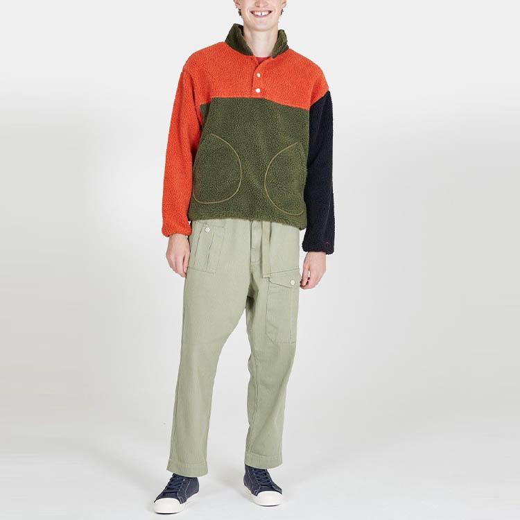 Vans X Nigel Cabourn Collaboration Vintage Sports Stand Collar Color Block Half Button Fleece Warm Jacket Men Jacket VN0A4VLU98O