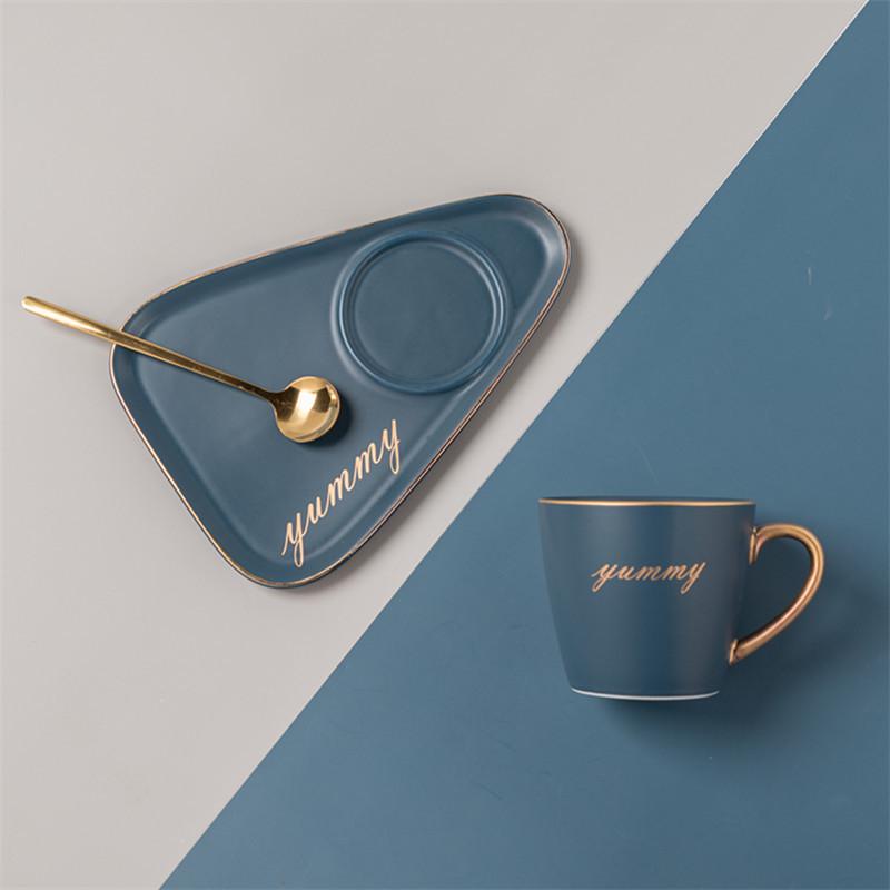 

Triangle cup and saucer set, coffee cup and saucer set with spoon, light luxury gift box, gift giving