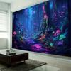 Tapestry, Psychedelic Forest Mushrooms, Room Decoration, Starry Sky, Plants, Cartoons, Bedroom Art Decoration Wall Hanging Cloth