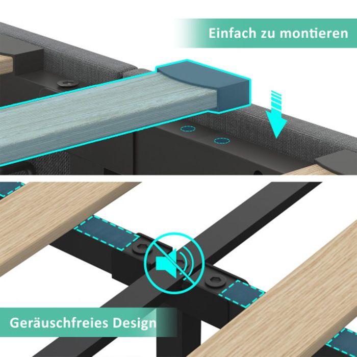 Lit Double - MUVOE - 160x200 Cm - LED 360 - USB Type-C - Tiroirs Intégrés