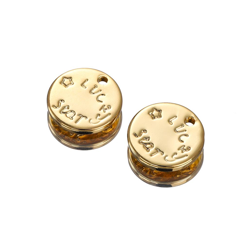 

2pcs/lot 18K Gold Brass Plated Lucky Label Necklace Pendant Kpop Brand Hip-Pop Fashion Luxury DIY Jewelry Making Component 2pcs