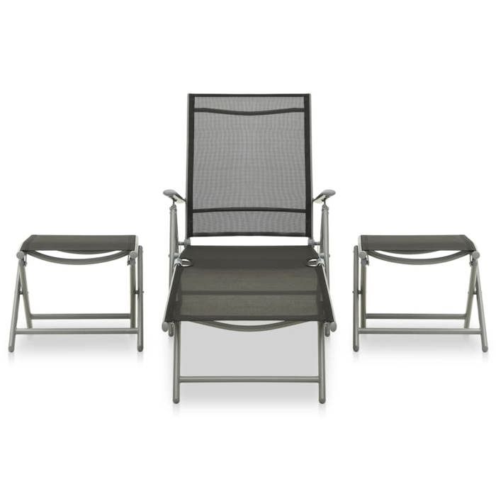 Maison Exclusive - Salon de jardin 3 pcs textilène et aluminium argenté