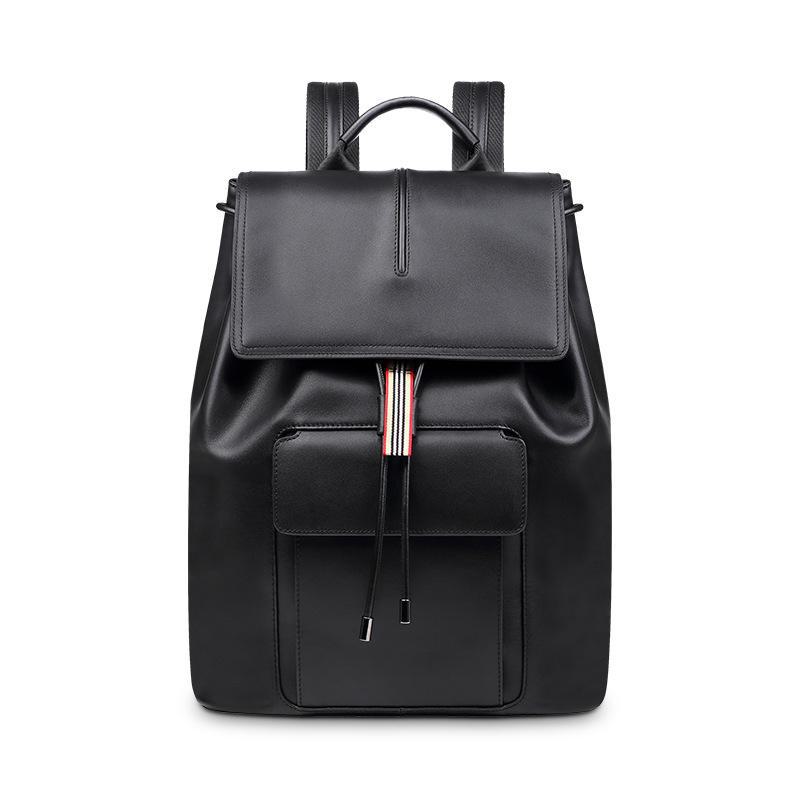 

Мужской рюкзак из натуральной кожи, большой вместимости, водонепроницаемый, модный повседневный дизайн чёрный