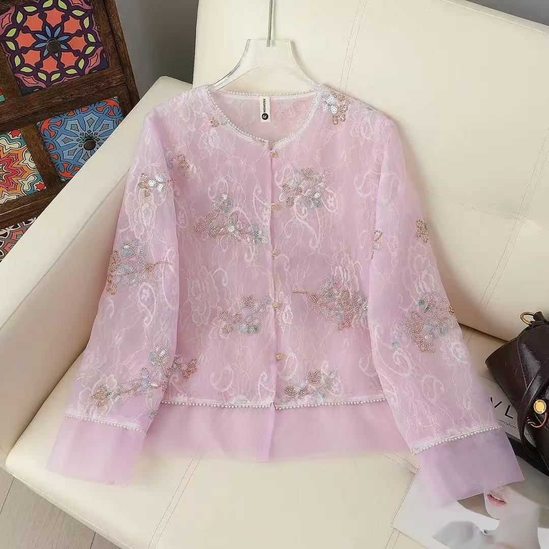 Spring 2026 Women s Chinese Style Beaded Jacket – Elegant & High-End Fashion XL