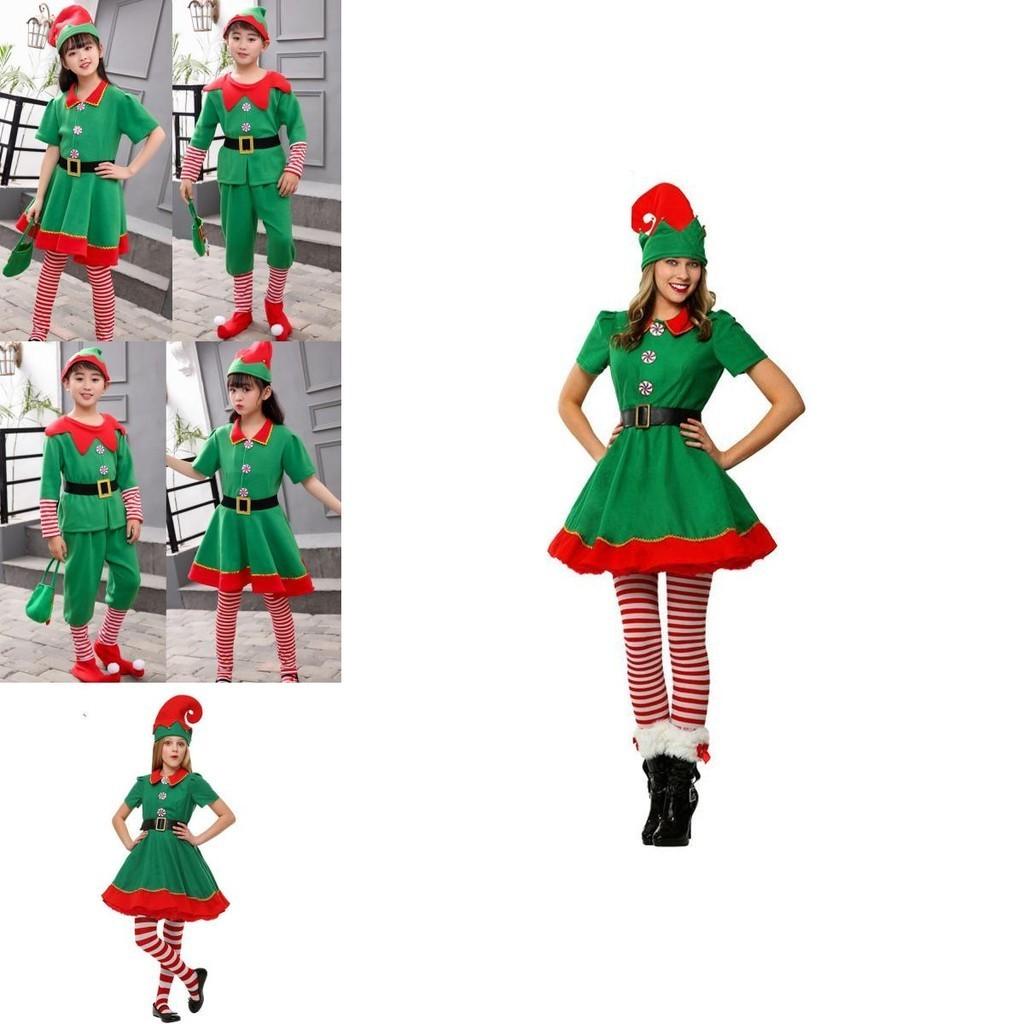 Festive Green Elf Santa Claus Costume For Adults And Kids Perfect For Family Christmas Celebrations