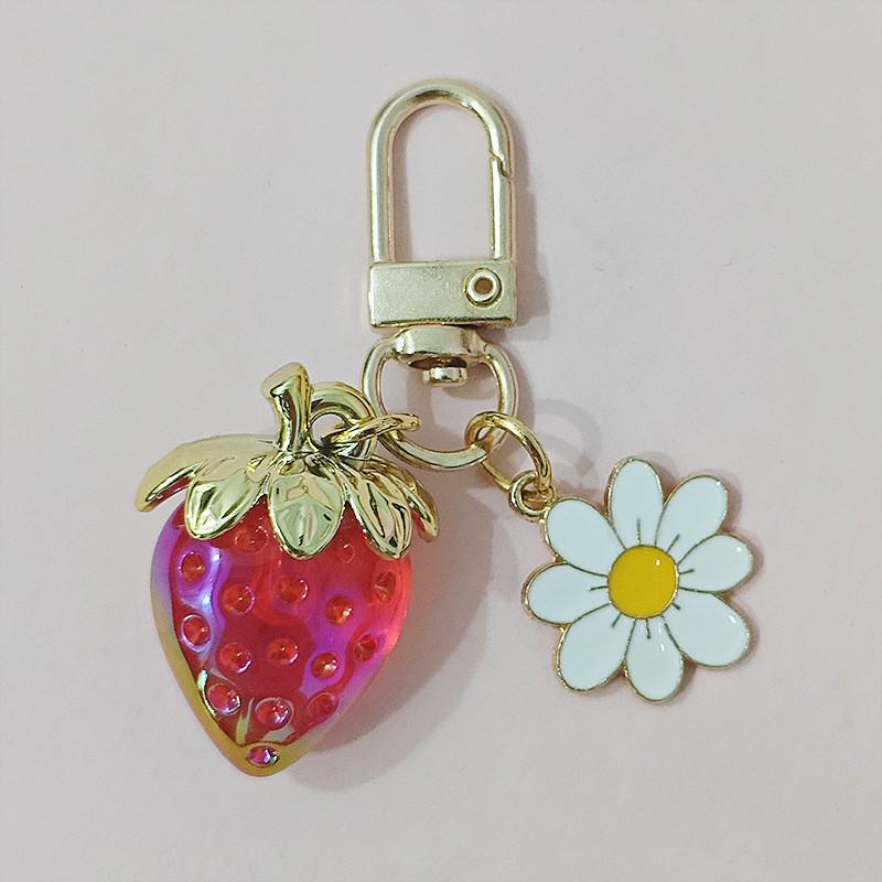 Creative Strawberry Peach Heart Sunflower Bee Keychain - Year of the Horse New Year Cute Bag Charm
