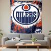 Edmonton Oilers Logo Tapestry Wall Hanging, NHL Hockey Team Emblem Poster, Sports Wall Decor for Bedroom Living Room Dorm
