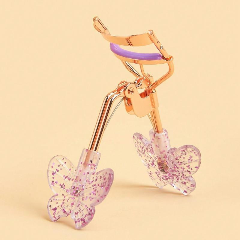 

1pc Professional Eyelash Curler Glitter Butterfly Pattern Handle, Long Lasting, Eyelashes Longer Comfortable Grip, For Eyes, Eyelash Curler