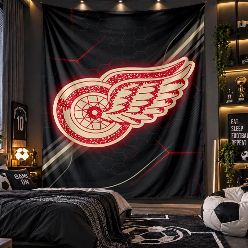 Wall Hanging Tapestry Detroit Red Wings Print Cloth for Living Room Bedroom Home Decor