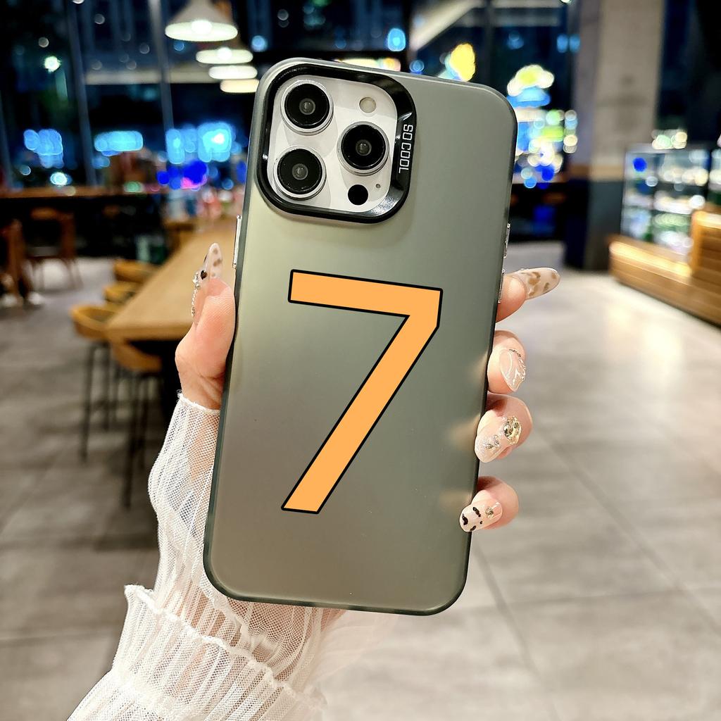 Color Phone Case For iPhone 17 16E 16 11 15 14 Pro MAX 12 13 MINI 7 8 Plus XR SE Silver IMD Cover Fashion Number 7-10 Football