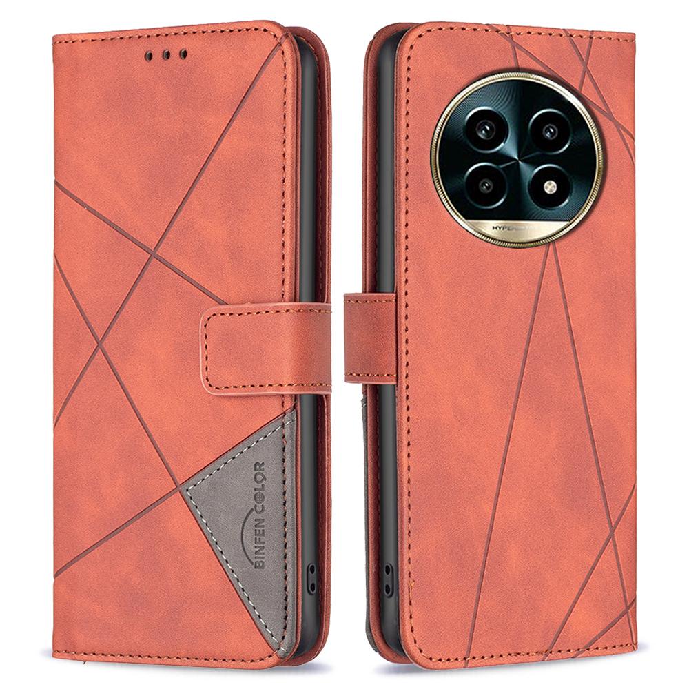 BINFEN COLOR For Realme 13 Pro 5G (Global)/13 Pro+ 5G (Global) Phone Cases Wallet Stand Geometry Imprint Leather Cover C