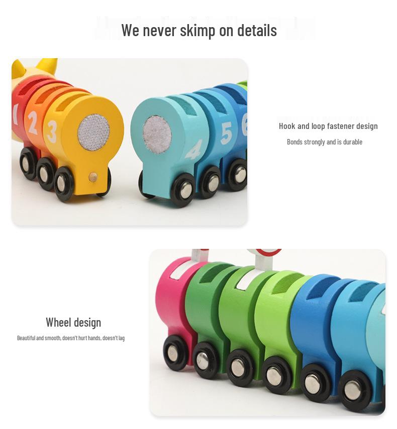 Wooden Caterpillar Train Toy: Cross-Border Educational Velcro Connection for Early Learning