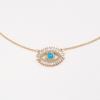 Huitan Hip-hop Blue Evil Eye Pendant Necklace Gold Color Chain for Women Cool Girls Neck Accessories Rock Party Necklace