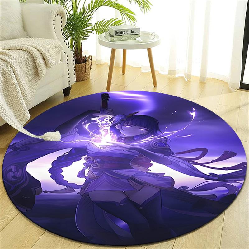 1pc Genshin Impact Beelzebul2 Design Printed Area Round Carpet for Bedroom Living Room Home Decor Rugs Mat Non Slip Mat Rug for Bedside