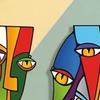 3 Pcs Abstract Face Wood Wall Art Minimalism Face Wall Sculpture Geometric Line Wall Hanging Sign for Living Room Bedroom Bathroom Porch Fence