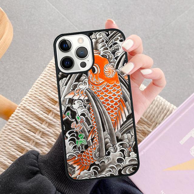 Tattoo Japanese Koi Dragon Wave Phone Case For iPhone 17 Air 13 12 14 15 16  Cover For Apple Pro Max Plus SE Coque