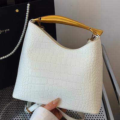 European and American Texture Crocodile Pattern Tide Bucket Bag 2025 Foreign Style Fashion Simple Shoulder Messenger Bag Bags Commuter Women's Bag