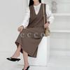 Necoat Jumper Long Size M Women's Skirt, Dress, V-Neck, Maternity, Slit, Figure-Flattening, Formal, Spring, Summer, Autumn, Gray,