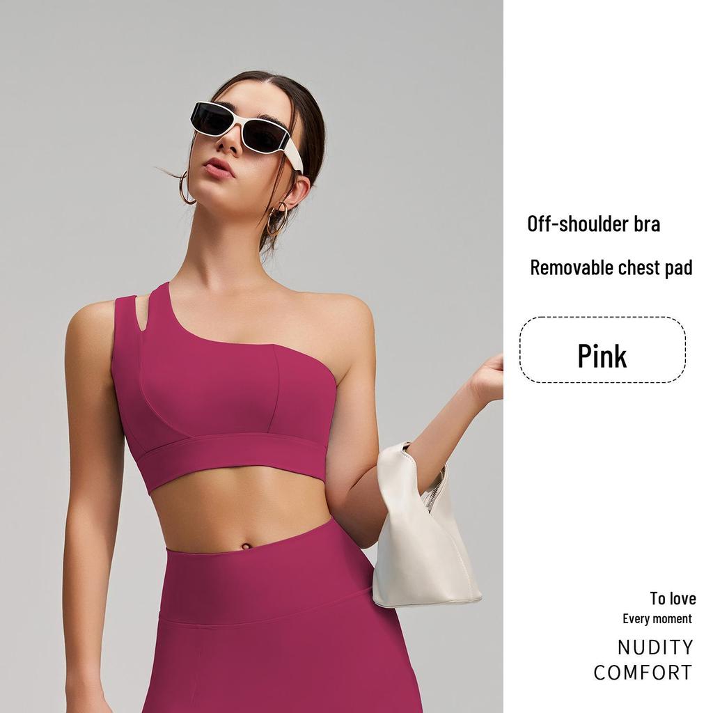 New Style Nude Feel One-Shoulder Yoga Set with High-Waisted Breathable Skirt for Tennis & Running