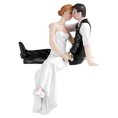 Düğün Pastası Üst Süslemeleri Çift Gelin ve Damat Reçine Heykelcik Komik Dekorasyon