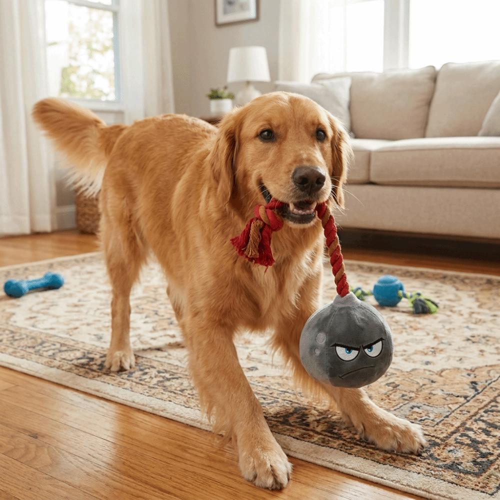 Soft Rope Plush Dog Chew Toy Bite Resistant Pet Toy Ball Squeaky Dog Toy Teething Cleaning