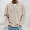 Men's 2025 European Autumn Corduroy Pullover Hoodie with Stand Collar and Zipper, Long Sleeve.