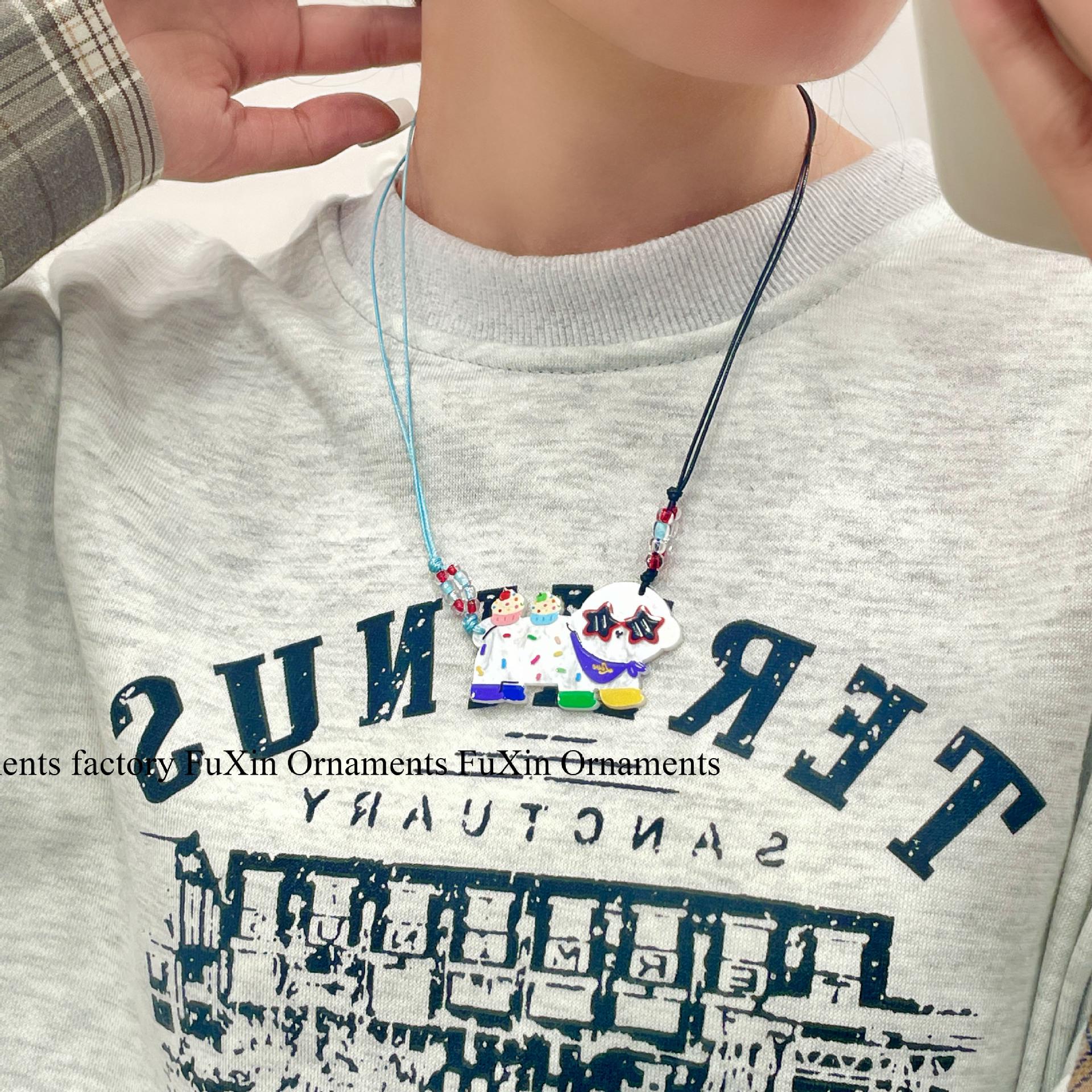 

Asymmetrical Dalmatian Rice Bead Necklace - Versatile and Unique Sweater Chain Accessory