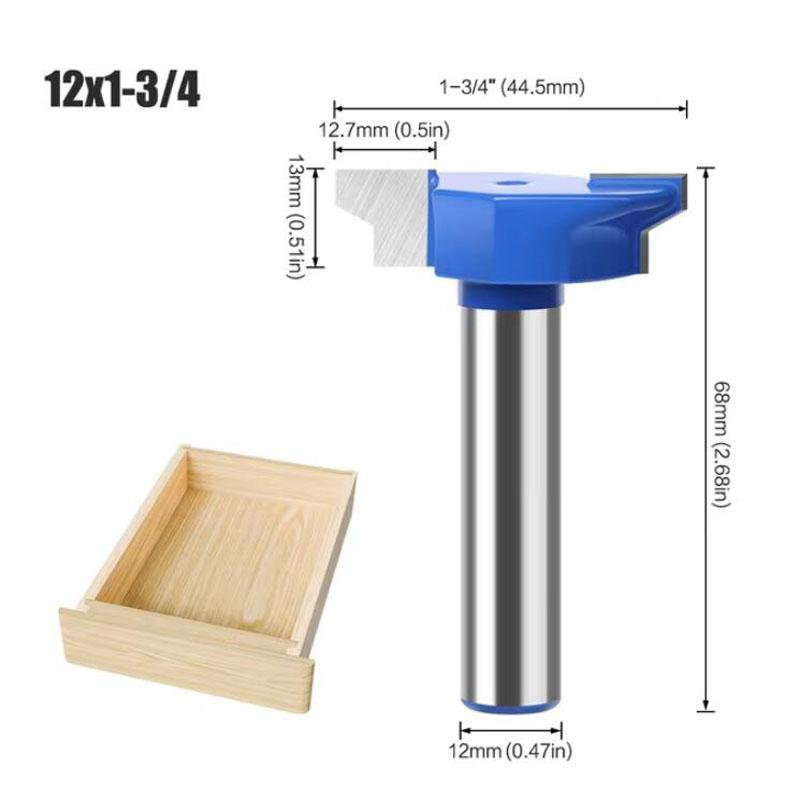 T Slot Cutter Rabbet Router Bit 3 Wing Carbide Slotting Cutter Rabbeting Slab Flattening Router Bits for Wood.12mm 1/2inch Shank