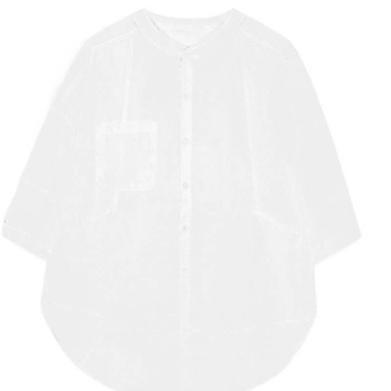 New Summer Plus Size Women's Light Luxury Korean Style Mesh Short-Sleeve Cotton Linen Shirt