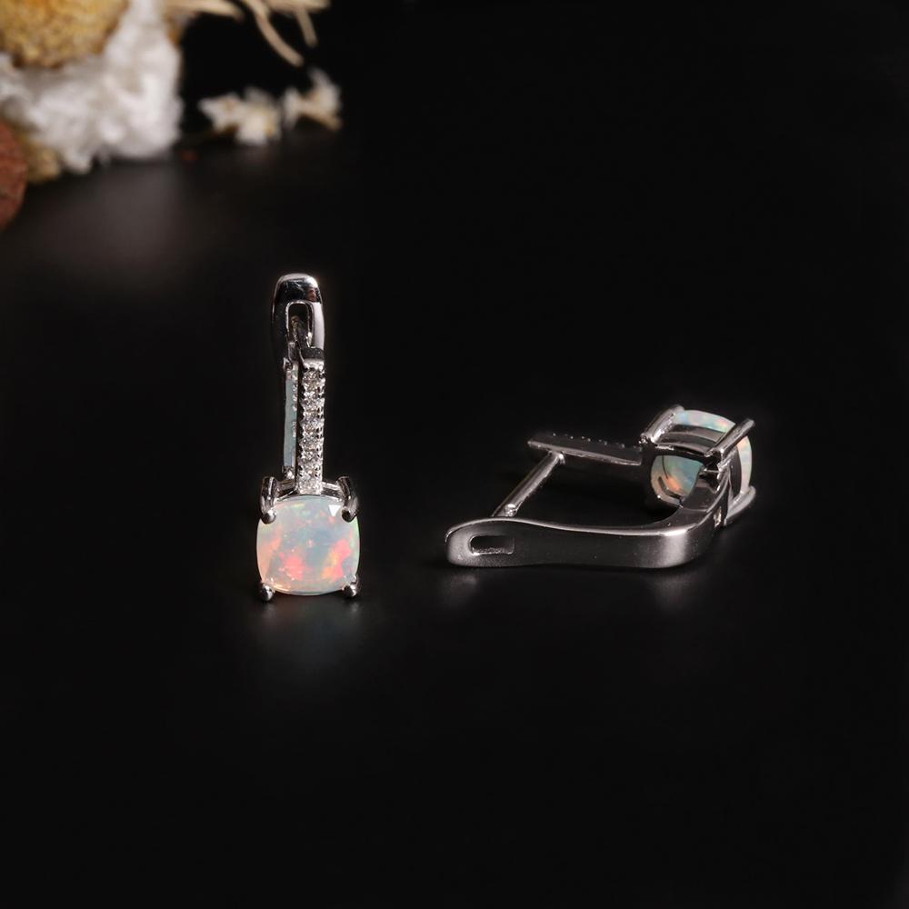 Colorful October Birthstone Rare Gems Natural Opal Earrings 925 Sterling Silver Birthday Gifts for Women and Girls