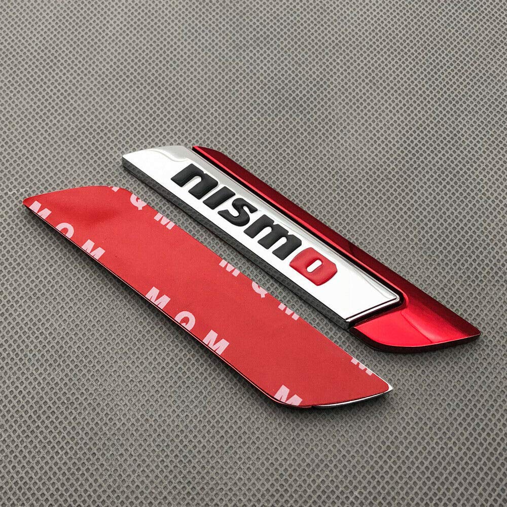 Aizfa 1 Pair 3D Card Fender Metal for NISMO Sport Badge Chrome Side Wings 3D Emblem (Red)