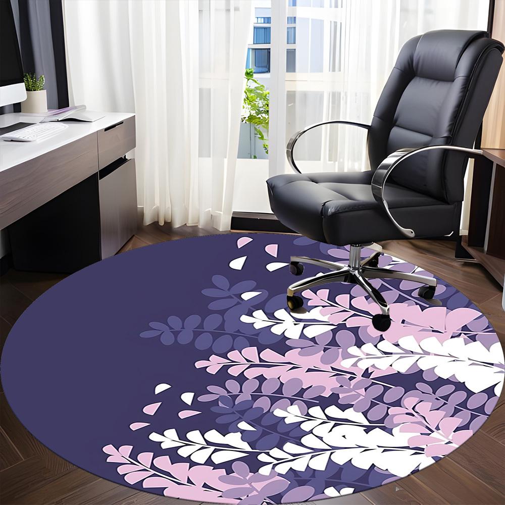 1pc Floral Pattern Office Round Area Rug, Indoor Mat Suitable For Office, Under Office Chairs Bedroom Living Room Home Decor, Room Deco