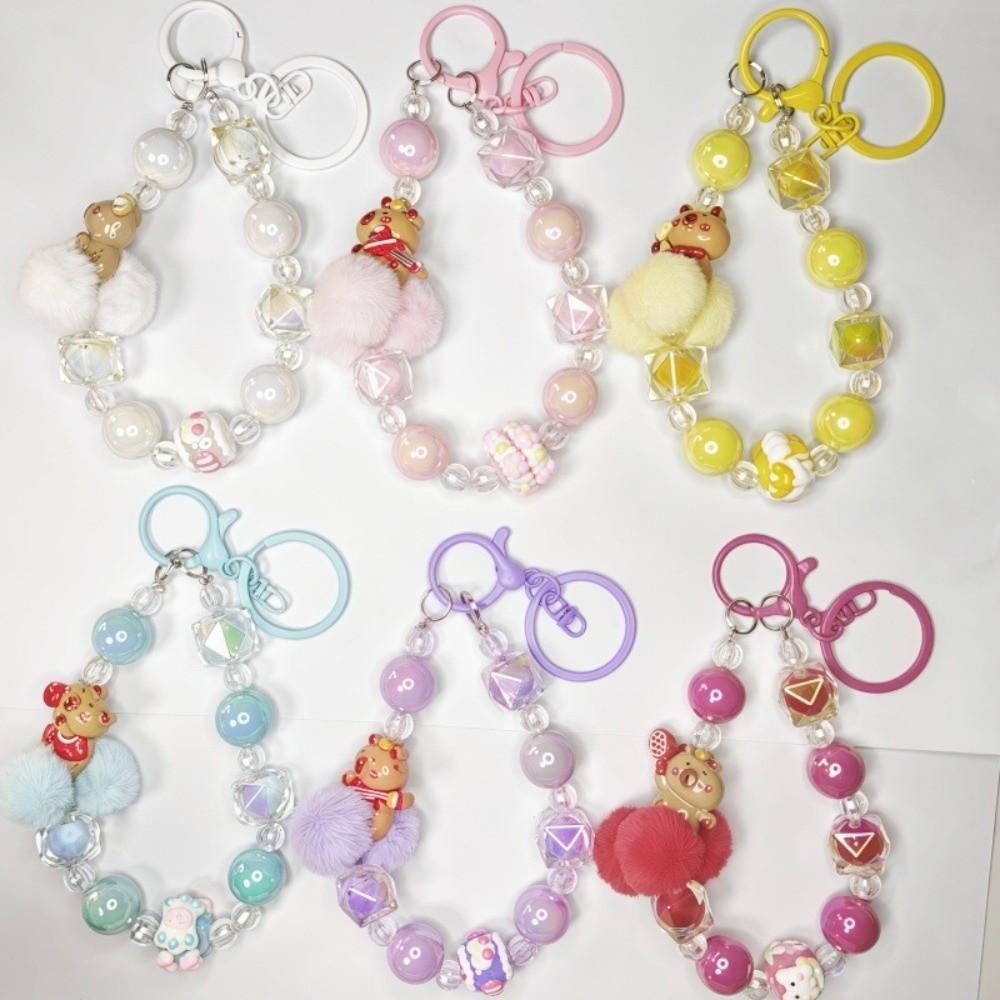 Capyabra Bead Phone Pendant Bow Phone Wrist Strap Charm Beaded Phone Chain  Keychain