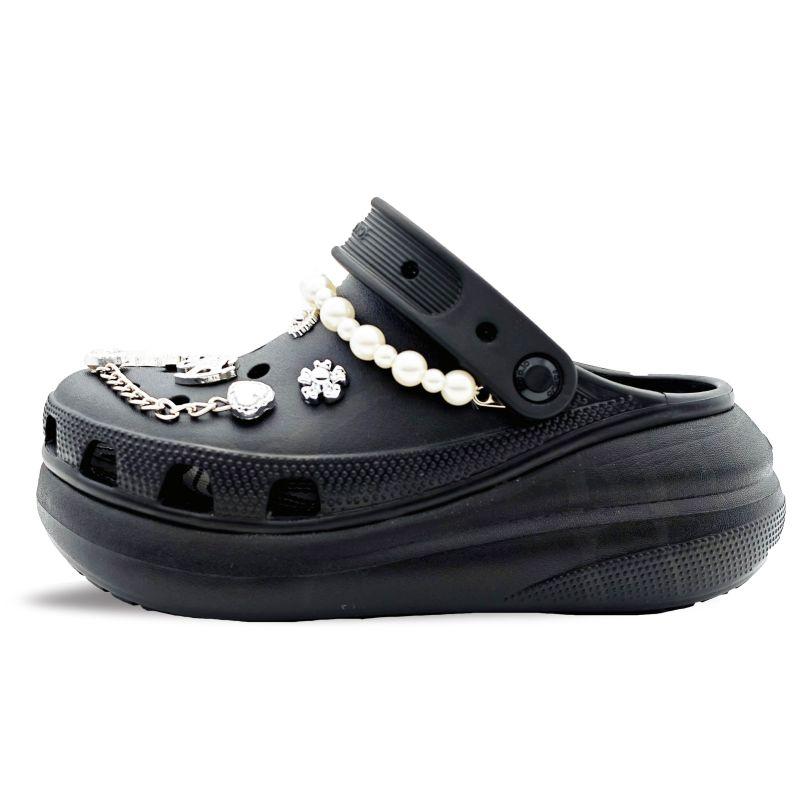 Crocs EVA Puffs Noble Detachable Hole Shoes Unisex Black