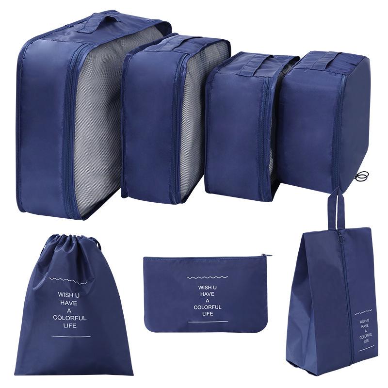 Twill 8-piece Multi-purpose Travel Storage Bag Set for Clothes & Toiletries