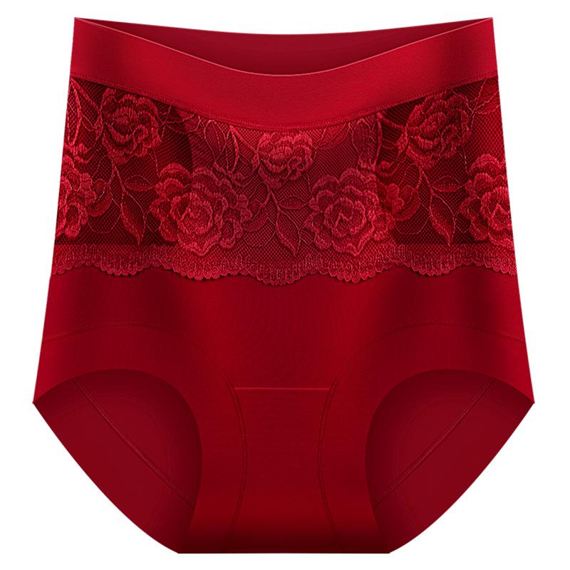 Women's Summer New Sexy Rose Fragrance 10A Antibacterial High Waist Belly Ice Silk No Trace Breathable Briefs