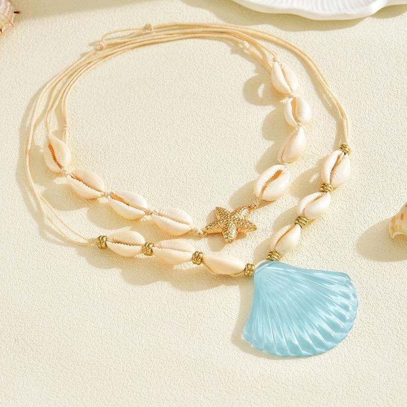New Shell Necklace Necklace Bohemian Beach Wind Pendant Women's Double Design Necklace